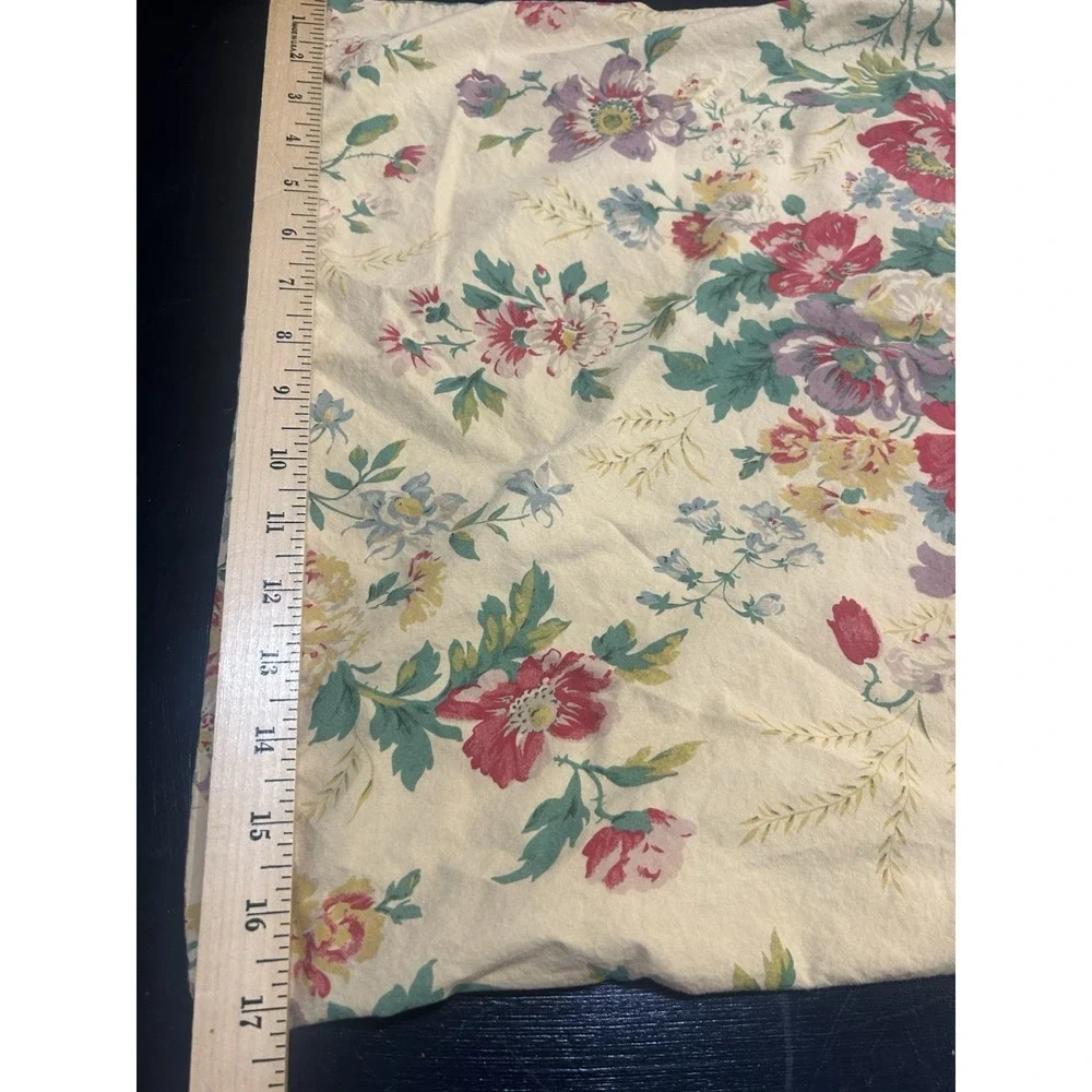 Ralph Lauren Garden Floral Pillow Case Ruffle Roses Yellow Reds Green